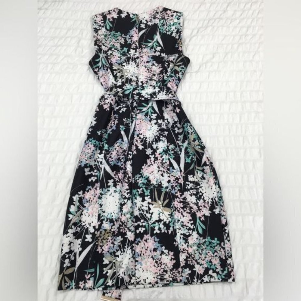 Tommy Hilfiger Sleeveless Floral Belted Scuba Knit Sheath Dress